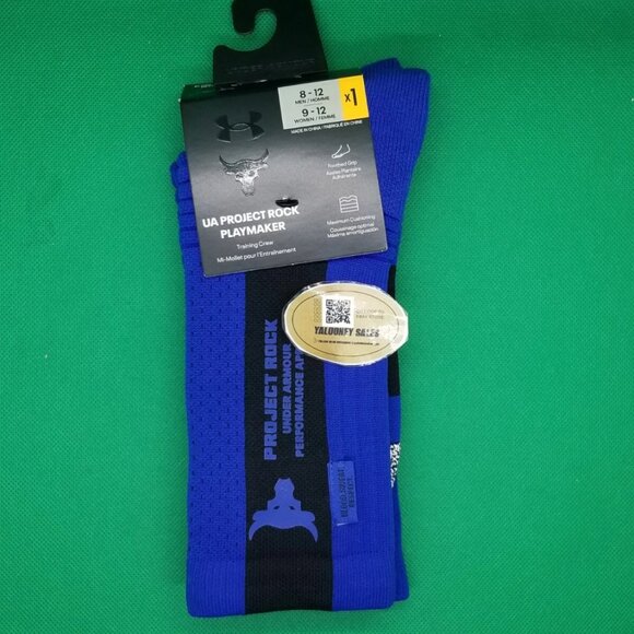 Project Rock Crew Socks Royal Blue 1 Pair Under Armour Playmaker Men 8-12 - Picture 1 of 3